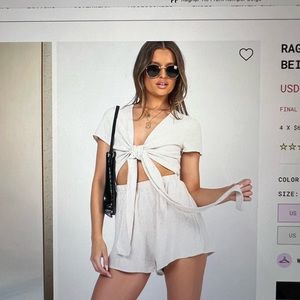 Princess polly ragnar tie front romper